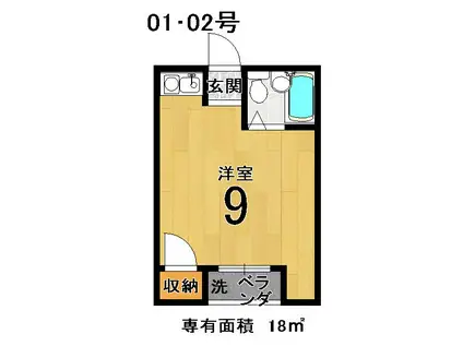 コーポV(ワンルーム/1階)の間取り写真