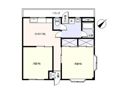 K0078R 成生ハイツ(2DK/3階)の間取り写真