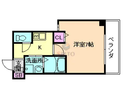 ラシーヌ新北野(1K/4階)の間取り写真