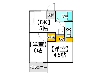 コーポつしま(2DK/1階)の間取り写真