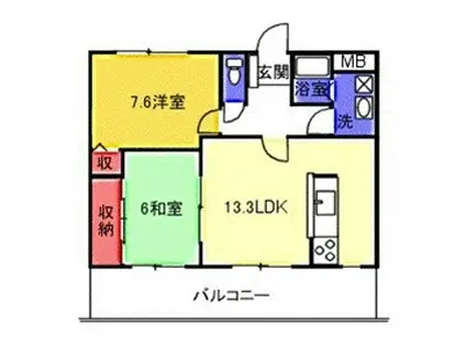 アネックス明星II(2LDK/1階)の間取り写真