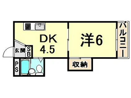 南塚口アベニュー(1DK/4階)の間取り写真