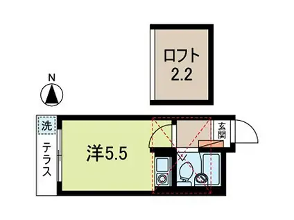 エスポワール梅里(ワンルーム/1階)の間取り写真