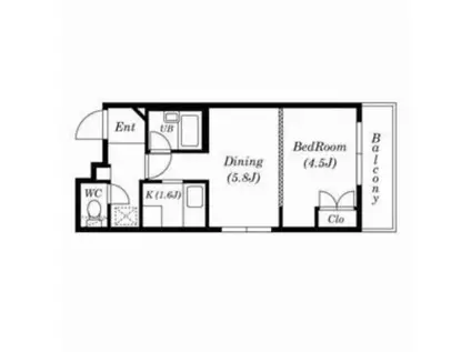アウロラ本郷通7丁目(1DK/2階)の間取り写真
