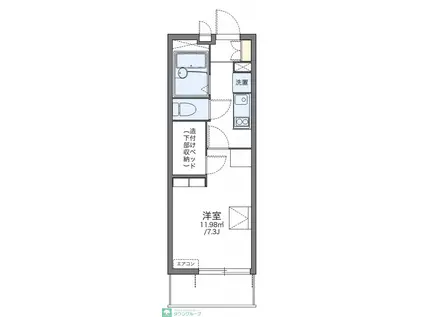 レオパレスアムール梅ヶ丘(1K/2階)の間取り写真