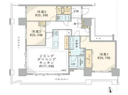 パークタワー品川ベイワード(3LDK/21階)の間取り写真