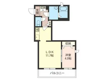 ソラティオ白山(1LDK/2階)の間取り写真
