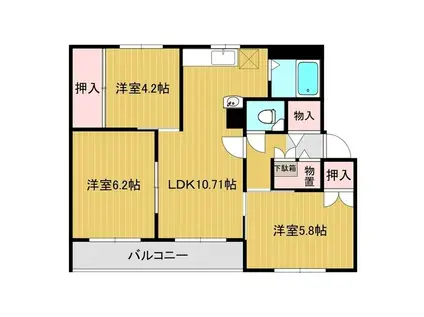 クラージュ春光I(3LDK/4階)の間取り写真