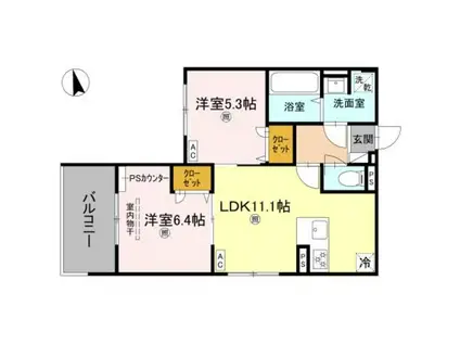 D-ROOM伏見駅前(2LDK/2階)の間取り写真