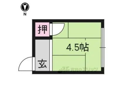 京福電鉄北野線 北野白梅町駅 徒歩10分 2階建 築57年(ワンルーム/2階)の間取り写真