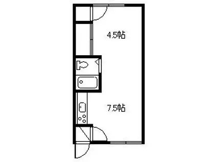 ビブレ2条通(1DK/2階)の間取り写真