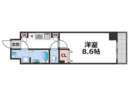 エグゼ大阪城東(1K/4階)の間取り写真