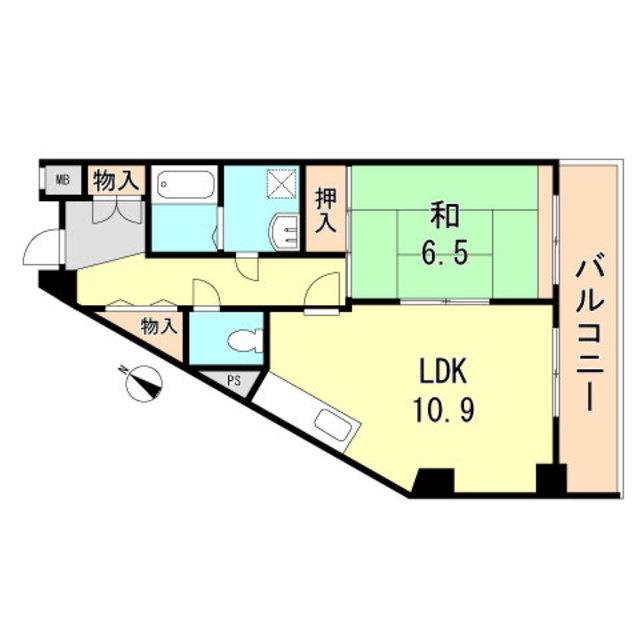 サンリッジ湊川(1LDK/5階)の間取り写真