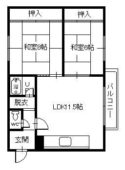 ポポラーレ緑道(2LDK/4階)の間取り写真