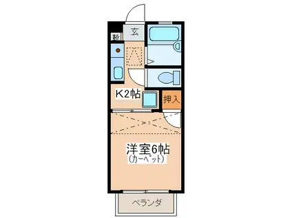 アネックスヒルズ(1K/2階)の間取り写真