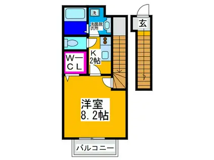 アスピリアビータ大美野(1K/2階)の間取り写真