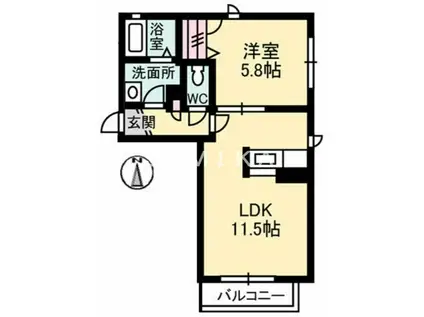 ラフィネ・ブラン(1LDK/2階)の間取り写真
