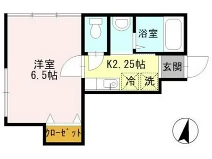 ジーヴォ・KS(1K/1階)の間取り写真