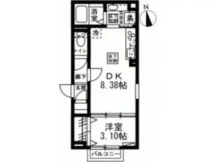 BLOOM本郷台(1LDK/1階)の間取り写真