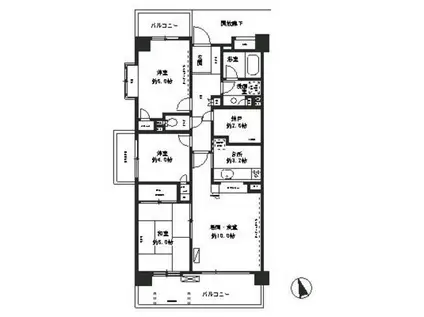 鷺沼パーク・ホームズ ウエストコート(3LDK/2階)の間取り写真