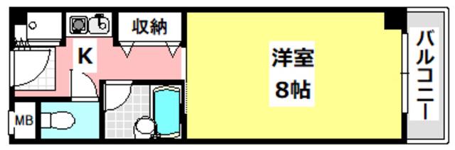 グランボア(1K/4階)の間取り写真