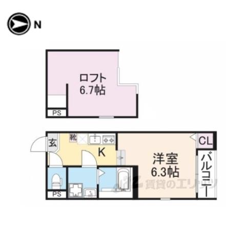 ハーモニーテラス東野八反畑町2(ワンルーム/2階)の間取り写真
