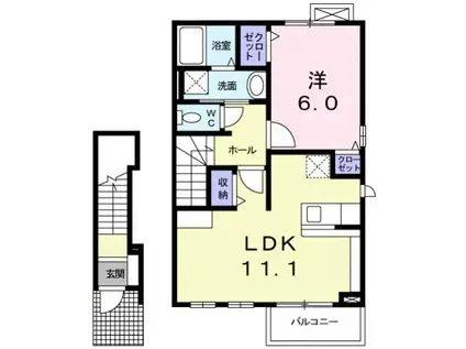 ハピネス向日葵(1LDK/2階)の間取り写真