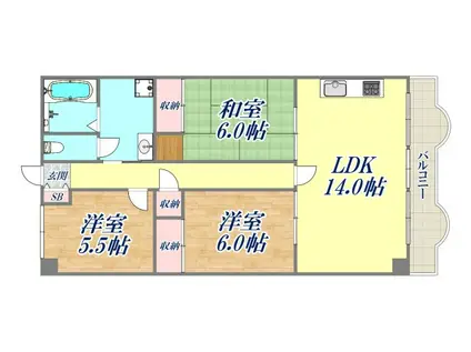 緑樹逆瀬川アーバンライフ(3LDK/3階)の間取り写真