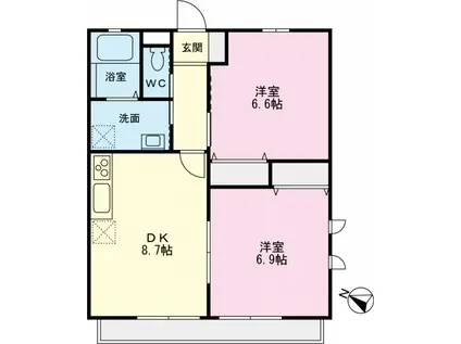 クレール(2DK/1階)の間取り写真