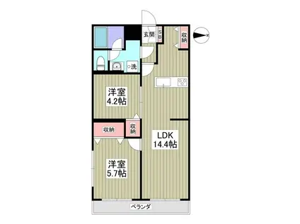 セントラルステージ(2LDK/1階)の間取り写真