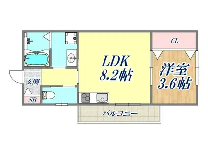 西宮市獅子ケ口町PJ(1LDK/1階)の間取り写真