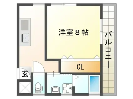 ヴィクトリアハイツ港町(1K/2階)の間取り写真