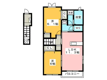RAFFINATO II(2LDK/2階)の間取り写真
