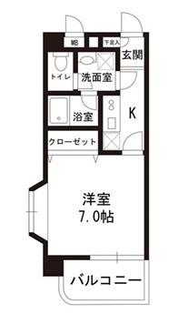 モアナリノ(1K/2階)の間取り写真