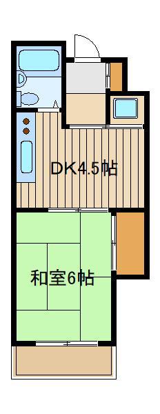 シルクビル(1DK/4階)の間取り写真