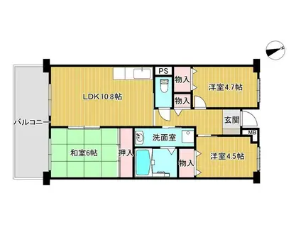 脇の浜高層11号棟(3LDK/6階)の間取り写真