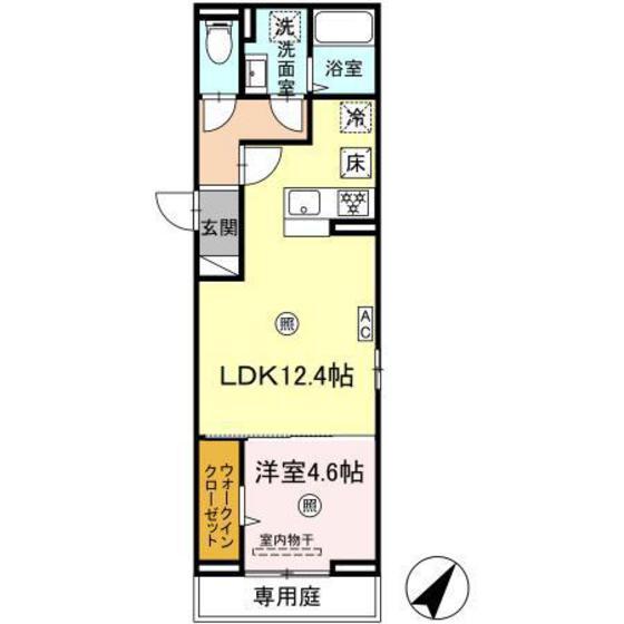 LIBERTY CITY TAKAMIYA(1LDK/1階)の間取り写真