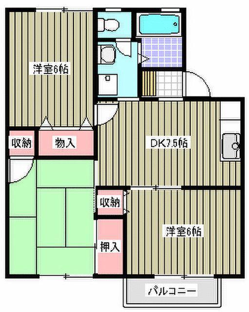 ハイツシャトレーI(3DK/2階)の間取り写真