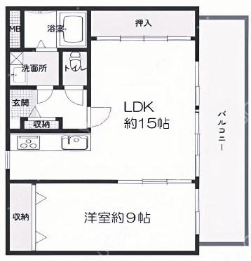 ベルイルモ塩屋(1LDK/3階)の間取り写真