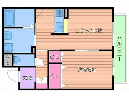 ヴィアソーレ鶴見B(1LDK/3階)の間取り写真