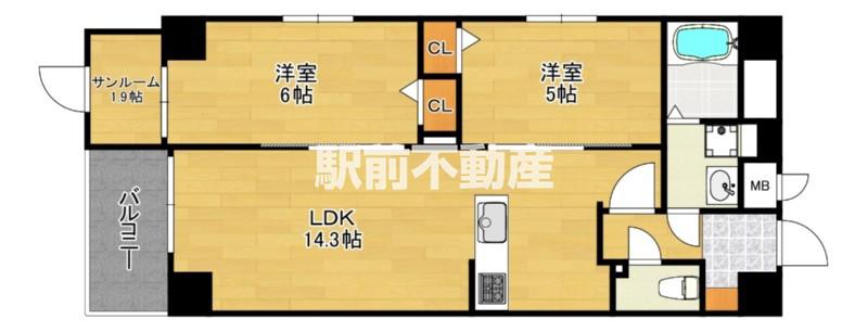 ODAKI BLDG OTEMON(2SLDK/7階)の間取り写真