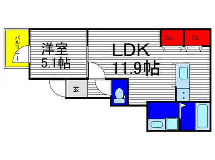 CALM PARK RESIDENCE(1LDK/3階)の間取り写真