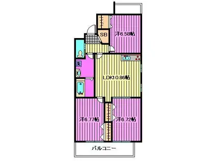 PLUMERIA与野(3LDK/2階)の間取り写真