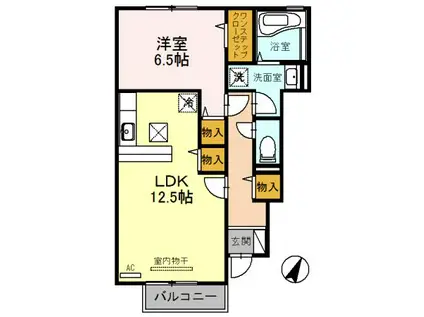カーサ ディ パーチェ(1LDK/1階)の間取り写真