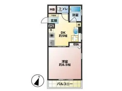 エヌシーパレス(1DK/3階)の間取り写真