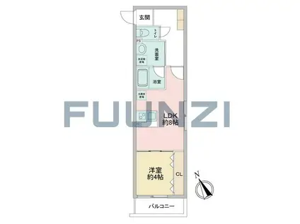 レオ四拾八番館(1LDK/3階)の間取り写真