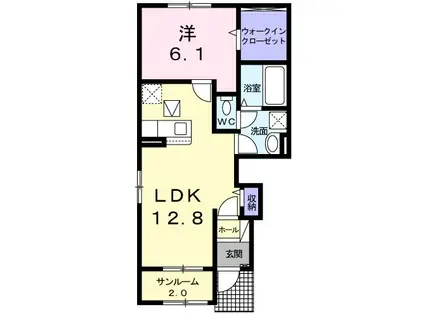 レクエ・雅(1LDK/1階)の間取り写真