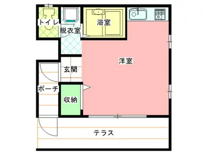 グリーンハイム(ワンルーム/2階)の間取り写真