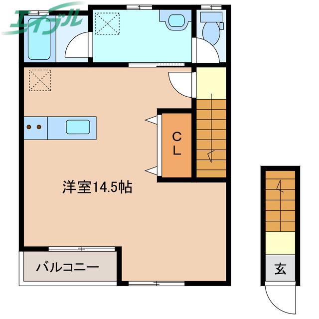 四日市あすなろう鉄道 西日野駅 徒歩4分 2階建 築3年(ワンルーム/2階)の間取り写真