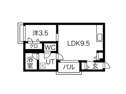 コレクション黒川(1LDK/2階)の間取り写真